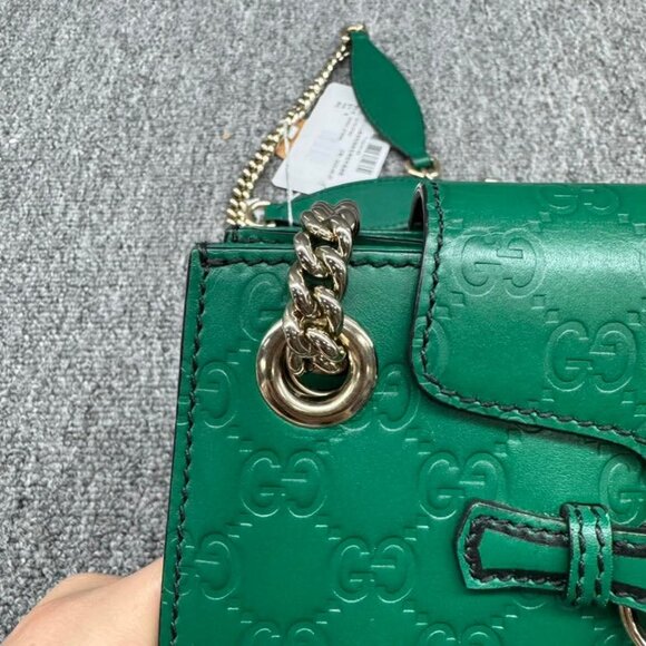 GUCCI Emily Small Green Leather Shoulder Bag 599-061125 - Picture 4 of 14